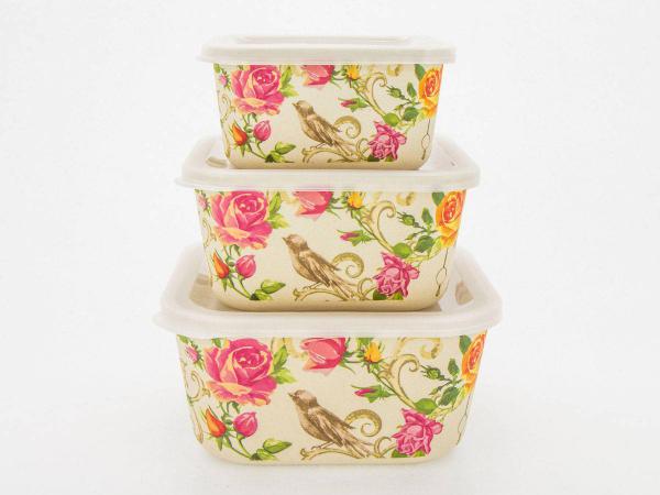 فروشنده معتبر ظروف سه تکه فریزری مدل گلدار